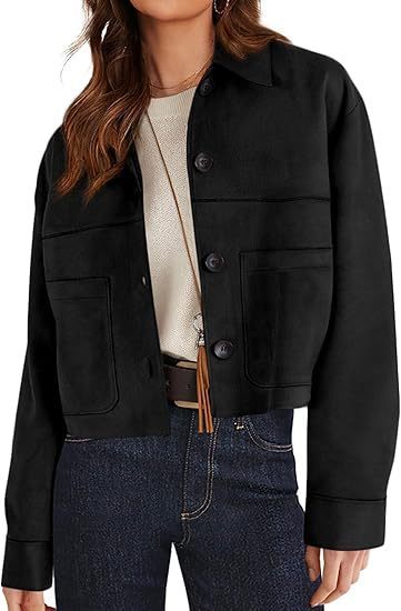 European And American Style Women Faux Suede Short Jacket Casual Lightweight Autumn Fashion