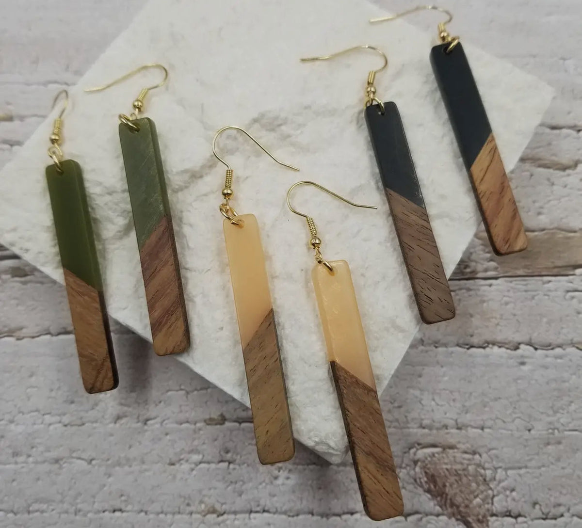Resin Wood Earrings