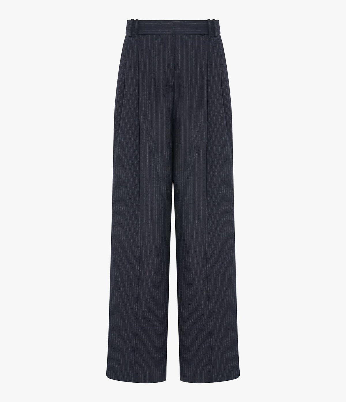 Pinstripe Pleated Trouser | Navy/Chalk