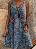 Plus-Size Geometric Print Sleeveless Dress