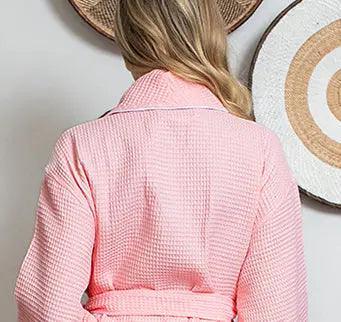 Women’s Waffle Piping Bathrobe – Lightweight Spa-Style Comfort