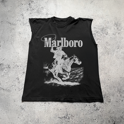'Rugged' Man Vintage Black Cut Off Tee