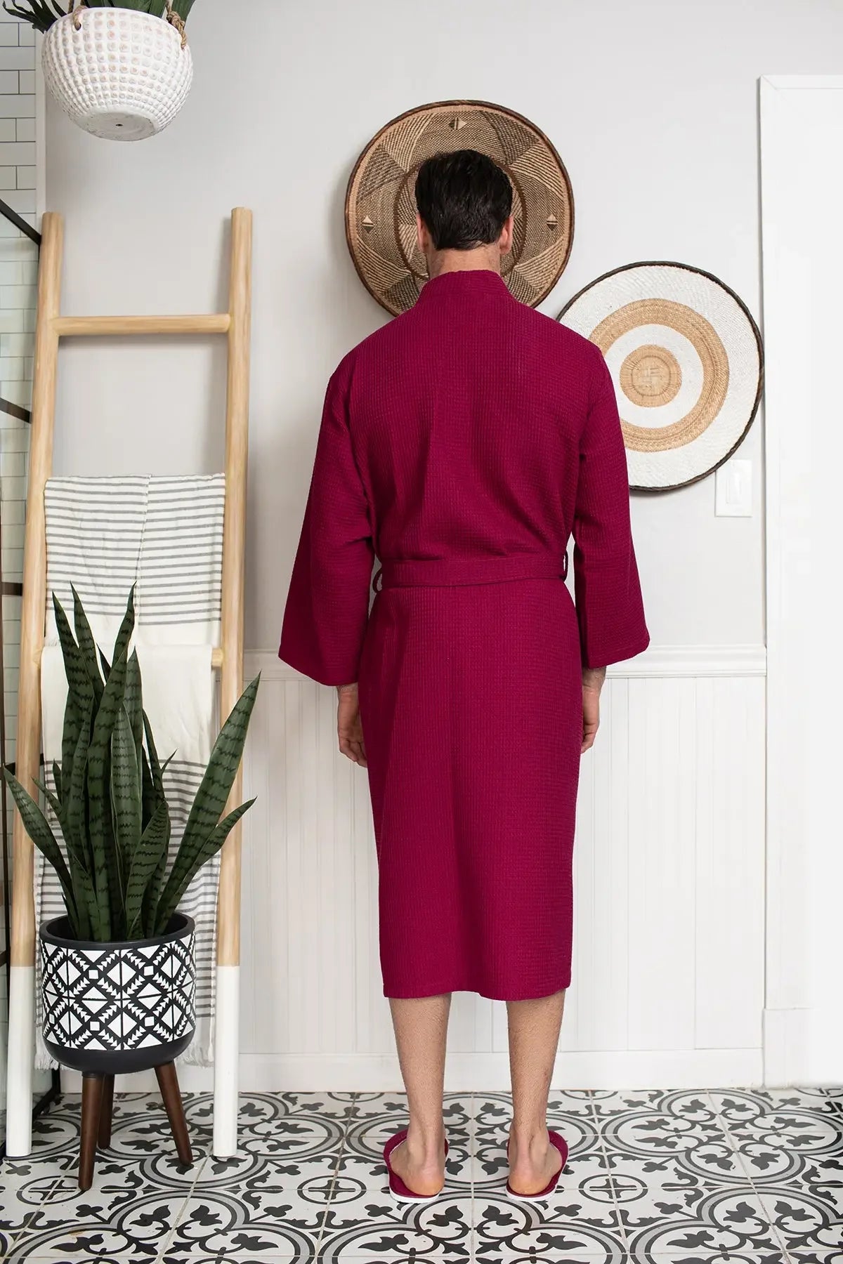 Waffle Spa Bathrobe for Men -  Absorbent, Lightweight