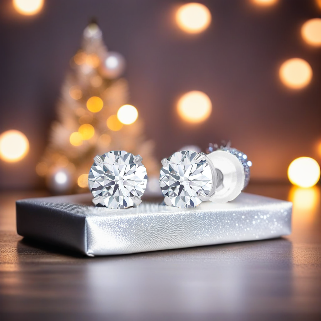 2.00 CTW AGI Certified Lab-Grown Diamond Stud Earrings in Solid 14K Gold - G Color, VS Clarity